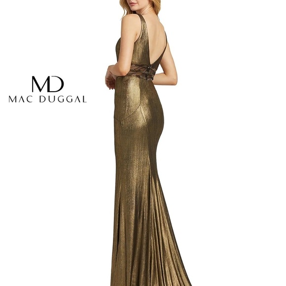 (72) ❤️ Mac Duggal 40960 Prom Long Metallic Mesh Formal Gown #40960D - Picture 2 of 8